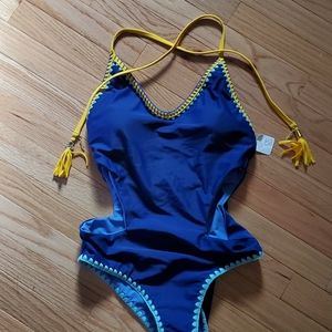 Jessica Simpson reversible blue monokini